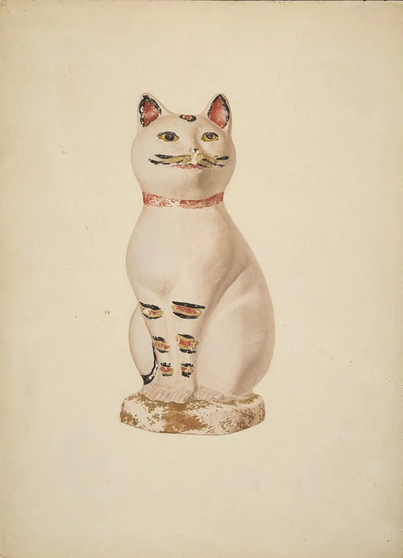 Chalkware Cat by Betty Fuerst - Canvas Print