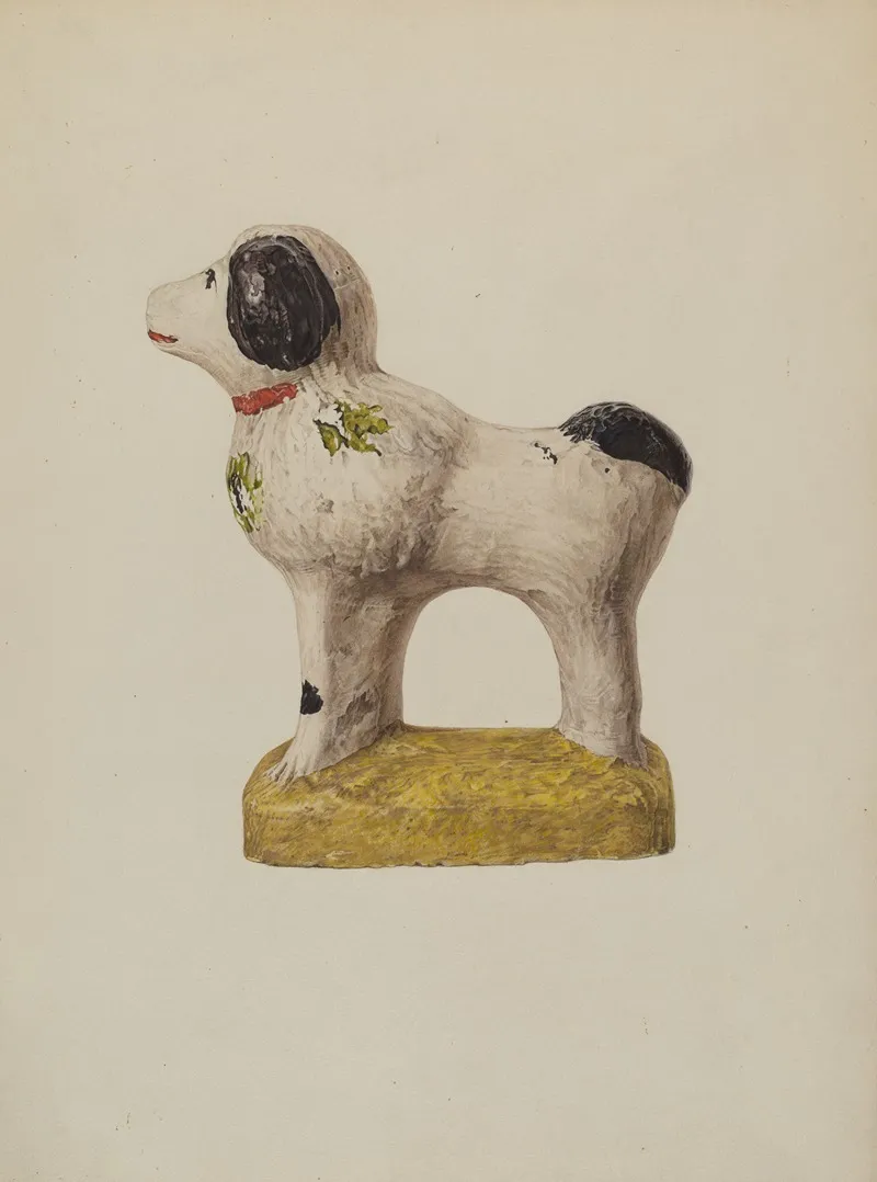 Chalkware Dog 4 by Zabelle Missirian - Canvas Print