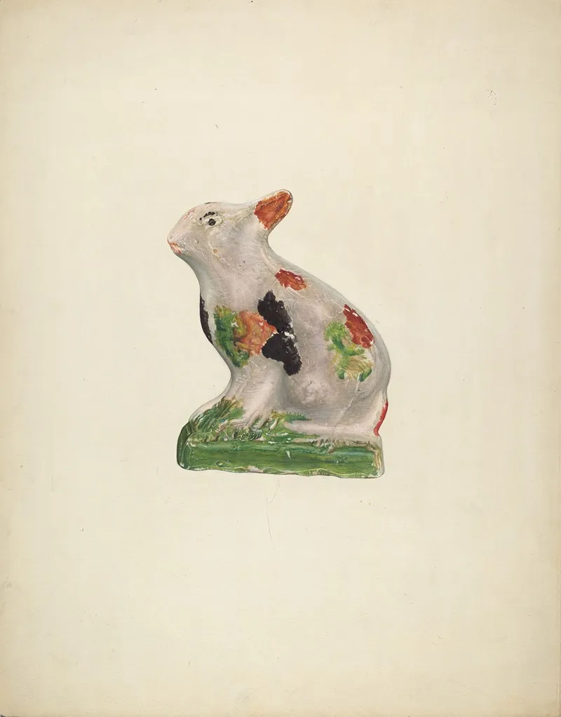 Chalkware Rabbit 2 by Laura Bilodeau - Canvas Print