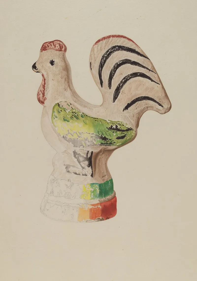 Chalkware Rooster by Betty Fuerst - Canvas Print