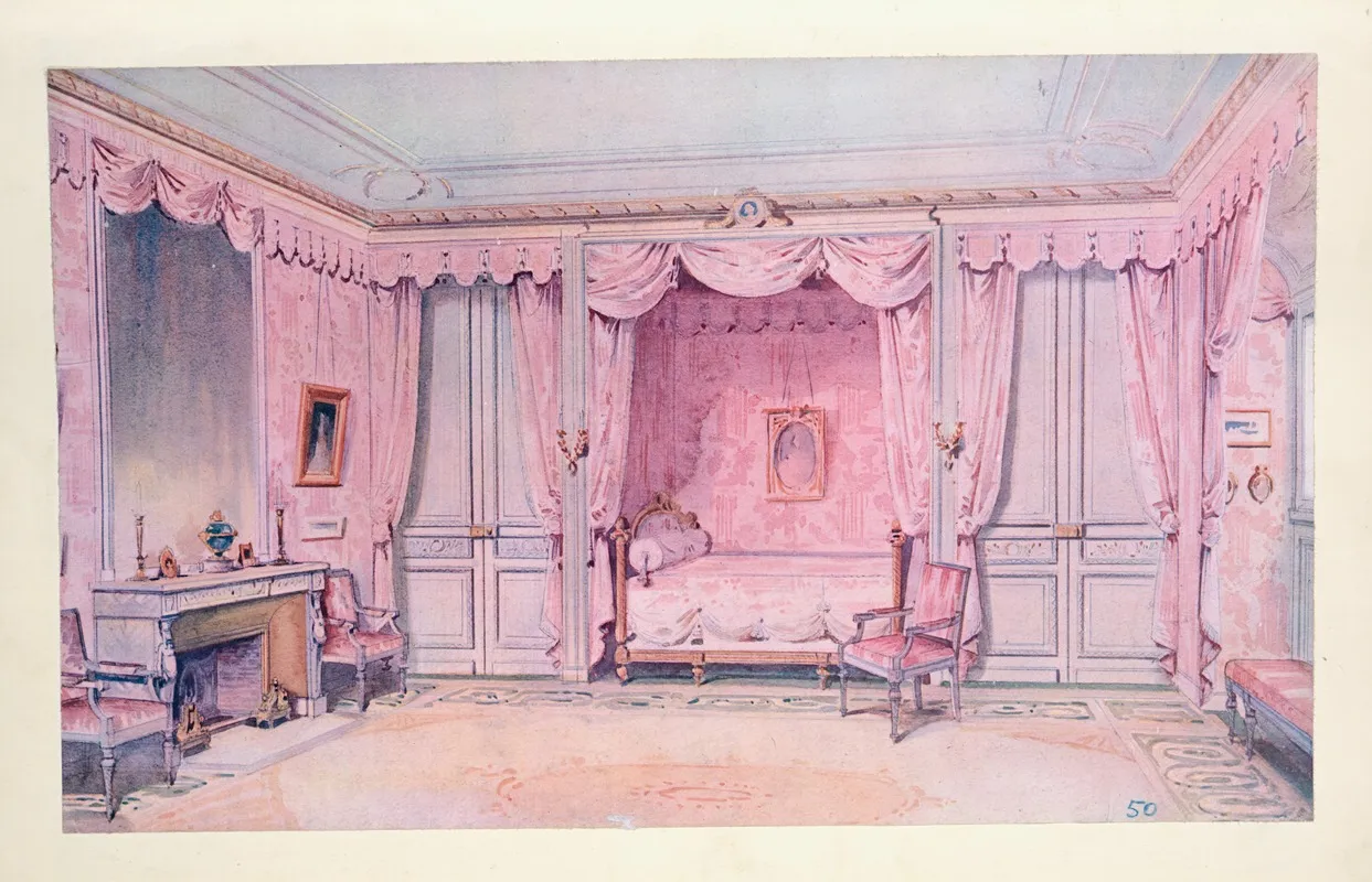 Chambre A Coucher Inspiree De Celle Du Comte Dartois by Georges Rémon - Canvas Print