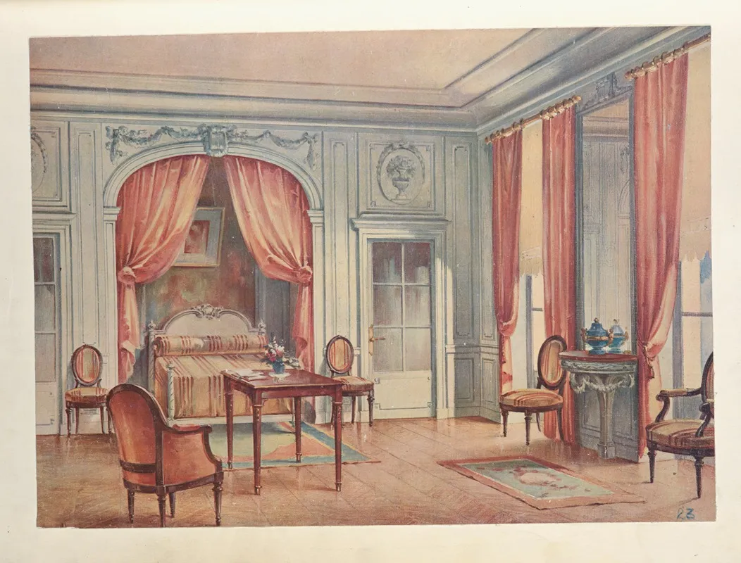 Chambre A Coucher Inspiree Dune Gravure De Gravelot by Georges Rémon - Canvas Print