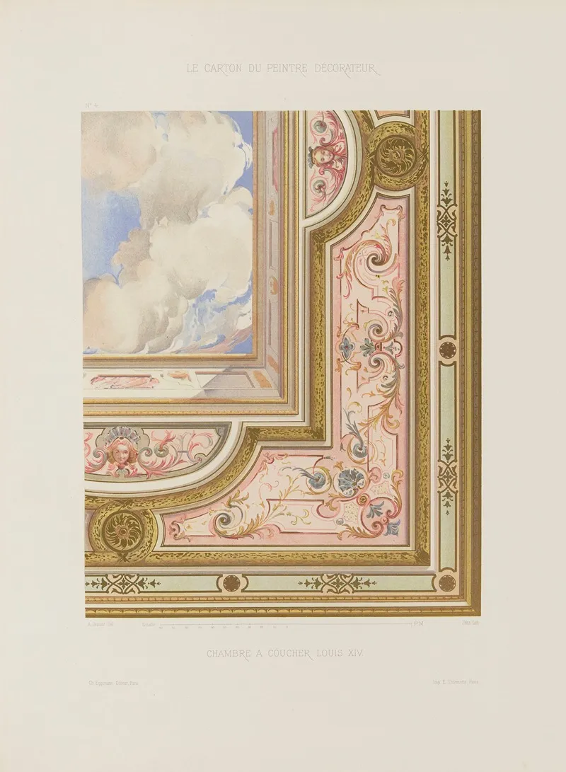 Chambre A Coucher Louis Xiv by A. Desaint - Canvas Print