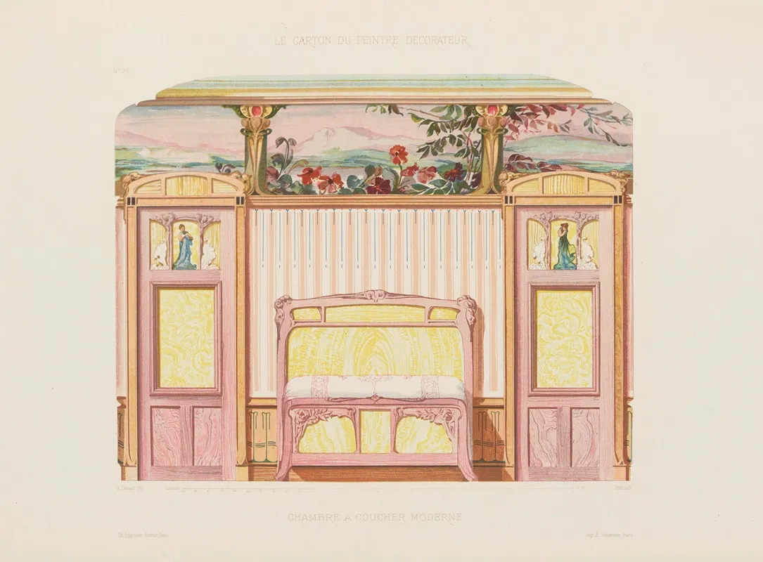 Chambre A Coucher Moderne by A. Desaint - Canvas Print
