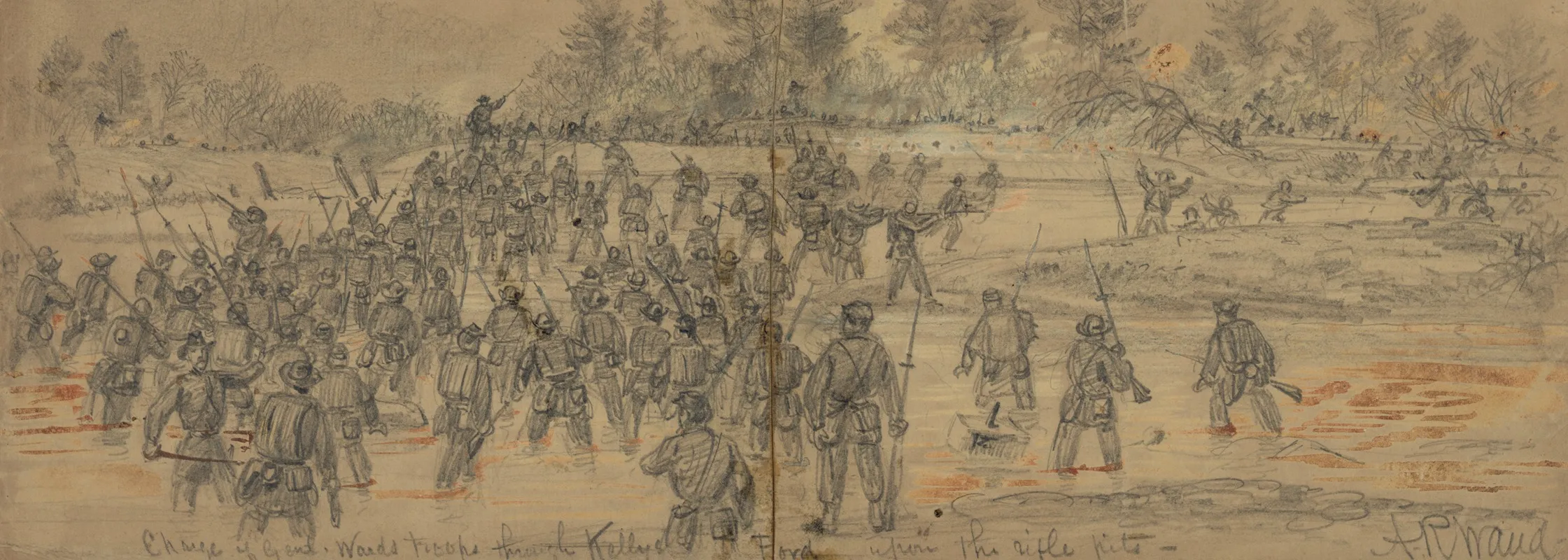 Charge Of Genl Wards Troops Through Kellys Ford Upon The Rifle Pits