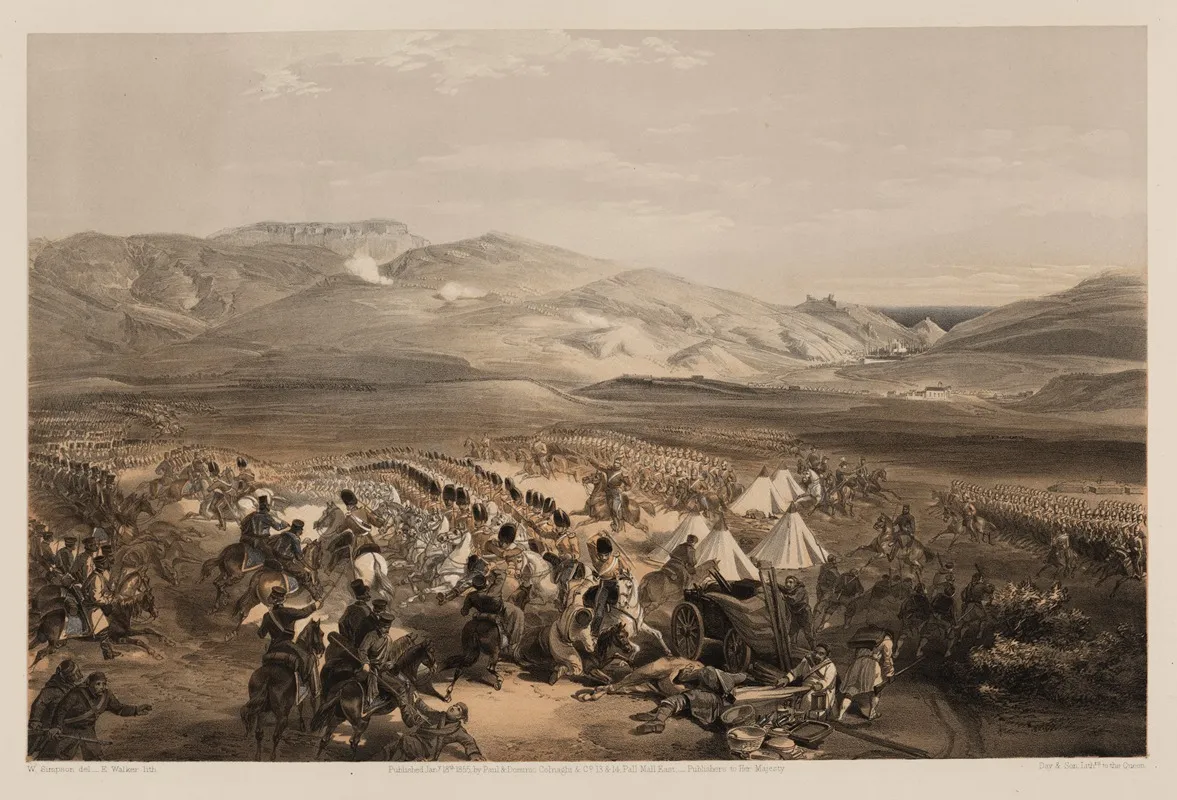 Charge Of The Heavy Cavalry Brigade 25th Octr 1854 by William Simpson - Canvas Print