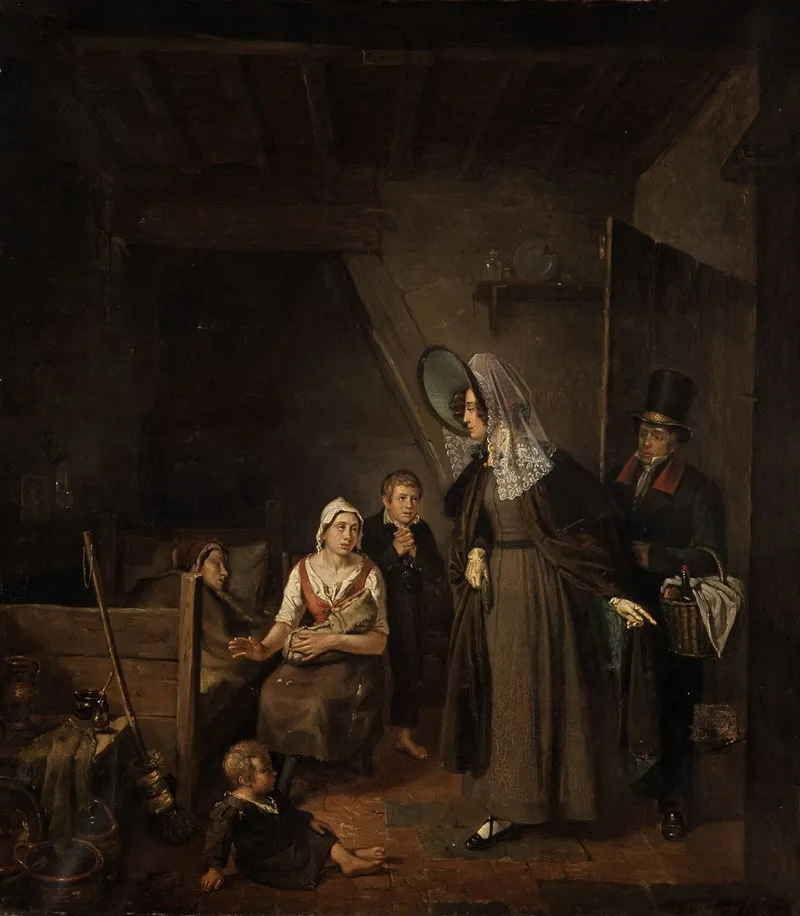 Charity Visit by Henri Dillens - Canvas Print