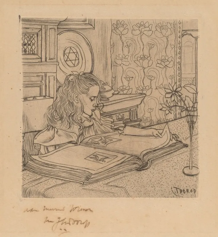 Charley Looking At An Album Of Prints