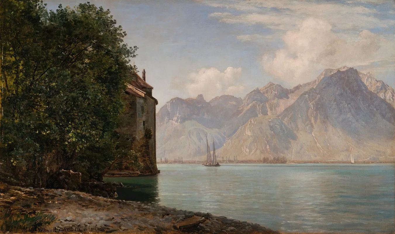 Chateau De Chillon Lake Geneva by Janus la Cour - Canvas Print