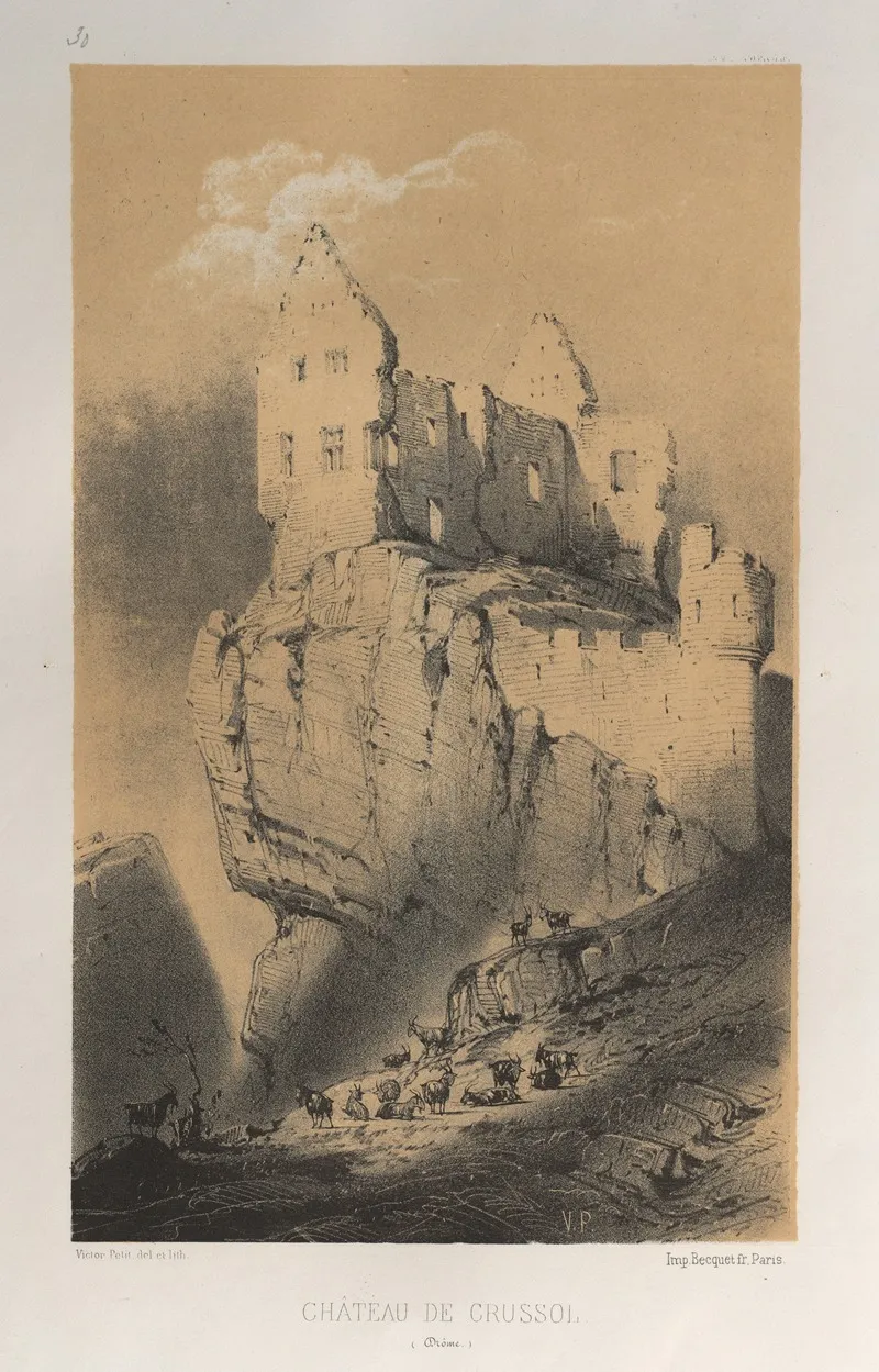 Chateau De Crussol Drome by Victor Petit - Canvas Print