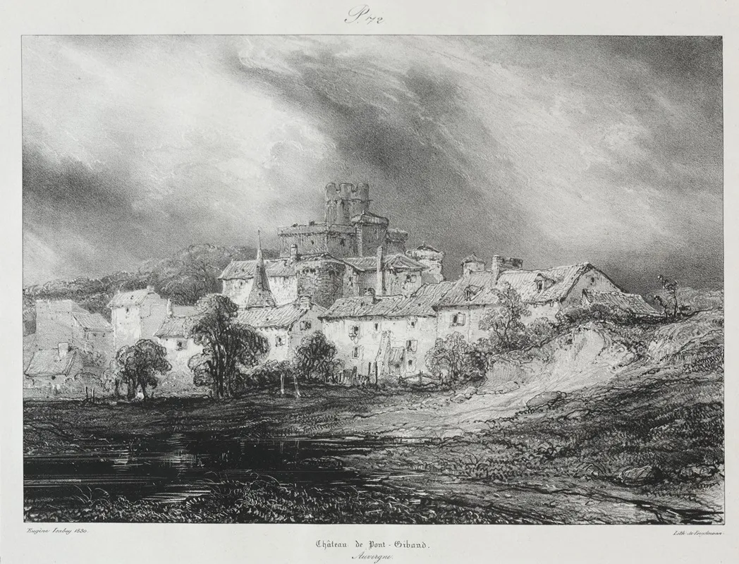 Chateau De Pont Gibaud by Eugène Isabey - Canvas Print
