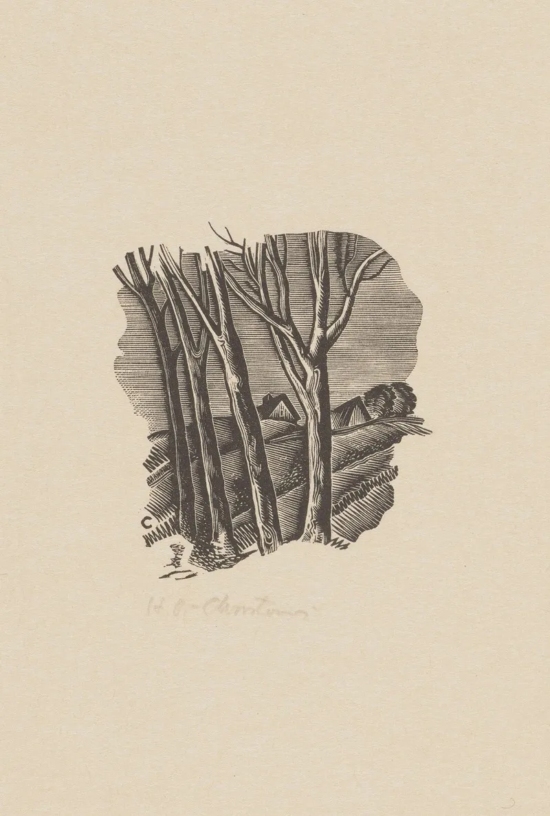 Chaty Widoczne Zza Drzew Ilustracja Do Ksiazki Song Of The Little Indian Mais