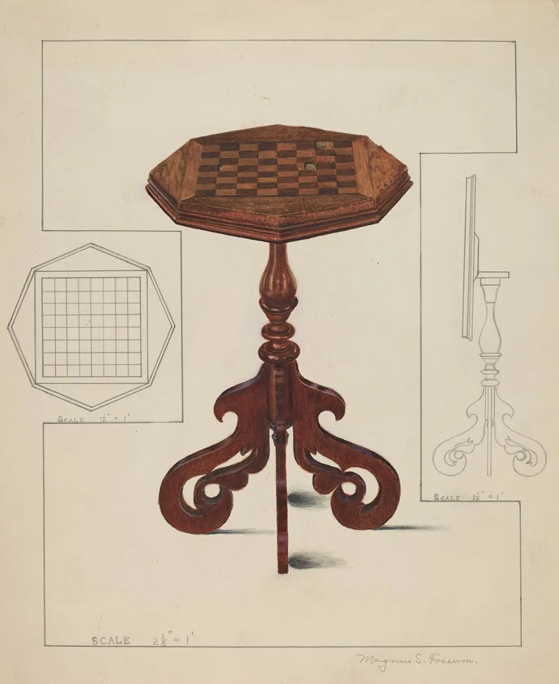 Checker Board Table Tilt Top by Magnus S. Fossum - Canvas Print