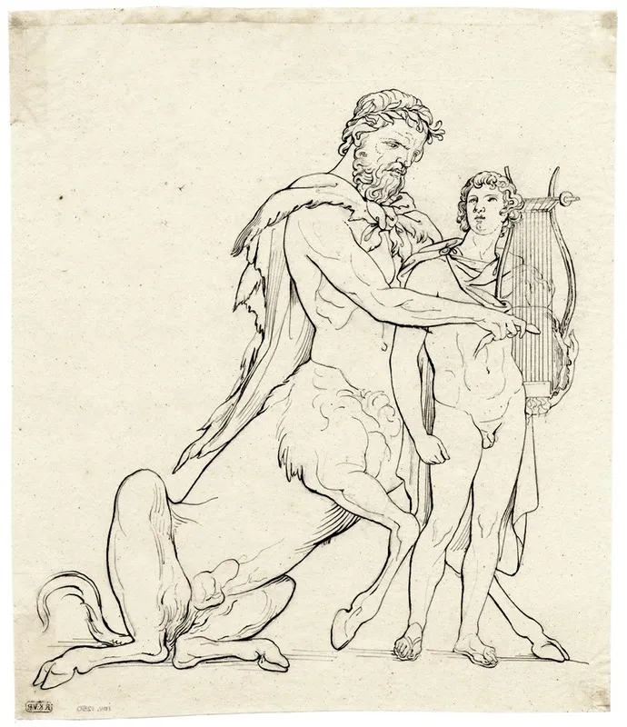 Cheiron And Achilles by David Humbert de Superville - Canvas Print