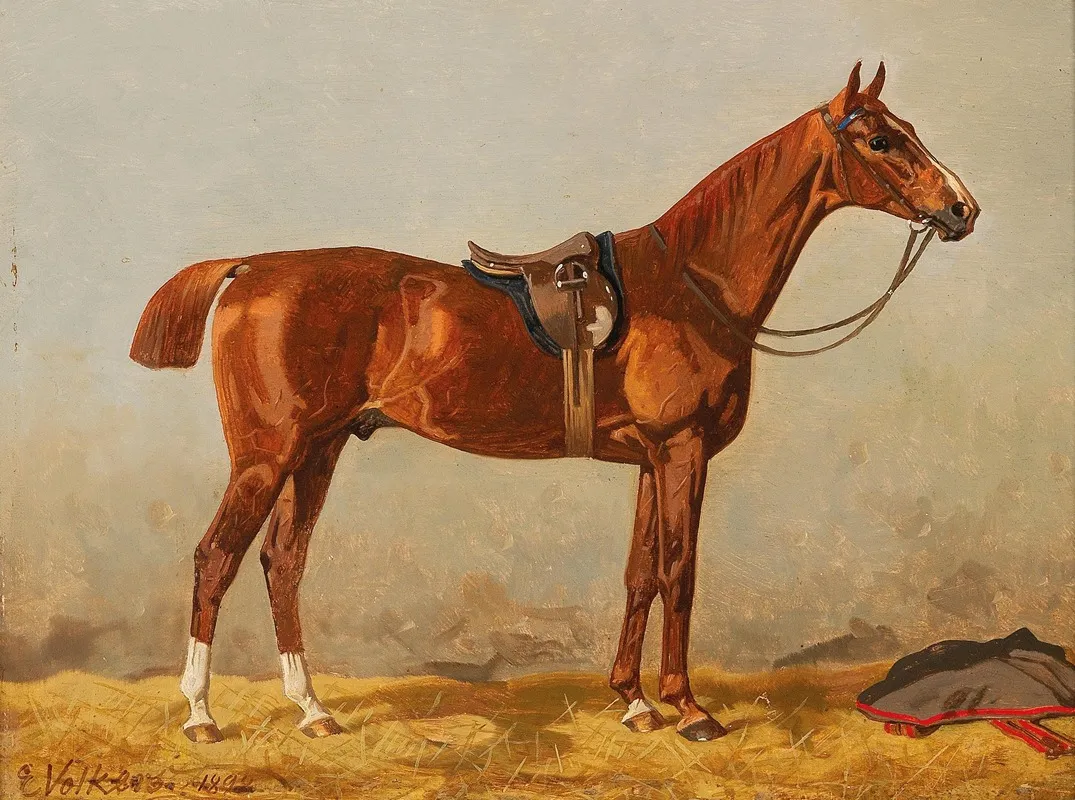 Chestnut In The Stable by Emil Volkers - Canvas Print