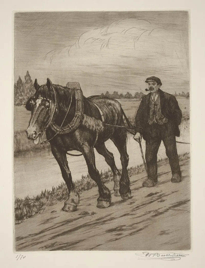 Cheval De Halage by Constant Eugène de Busschere - Canvas Print