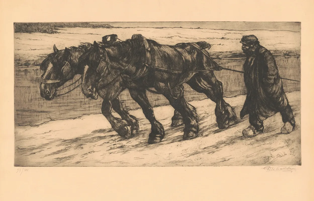 Chevaux De Halage 2 by Constant Eugène de Busschere - Canvas Print
