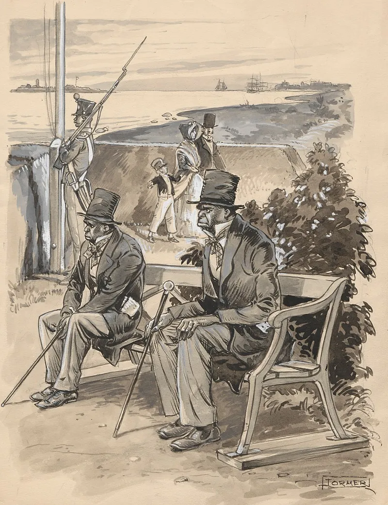 Chief Takori And His Minister Seduh Sit On A Bench While Imprisoned At Kastellet by Georg Tormer - Canvas Print