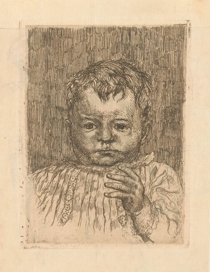 Child With Outstretched Hand by Johannes Löhr - Canvas Print