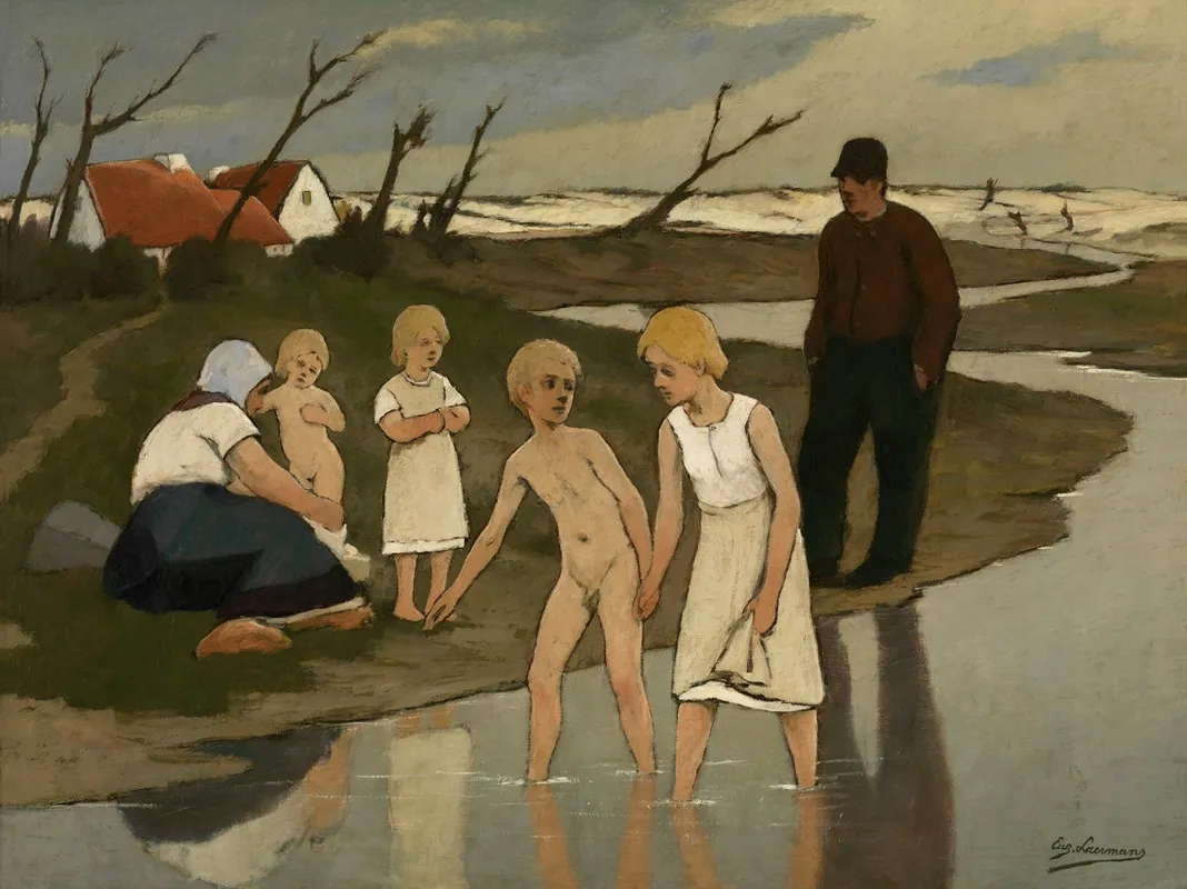 Children Bathing 2 by Eugène Laermans - Canvas Print
