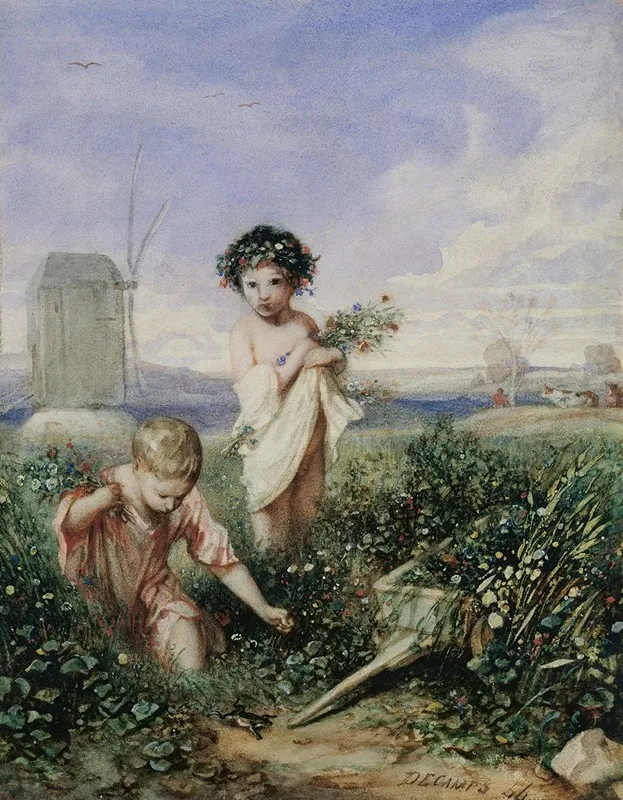 Children Gathering Flowers