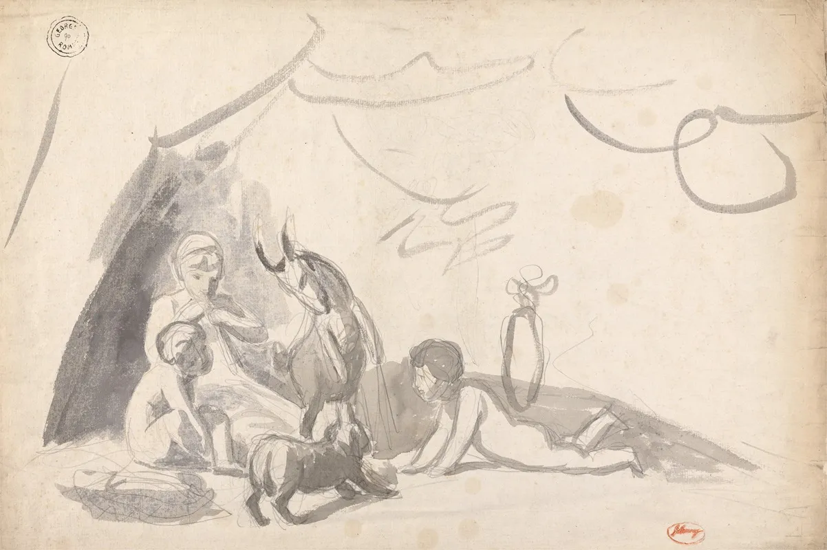 Children With A Goat And A Dog