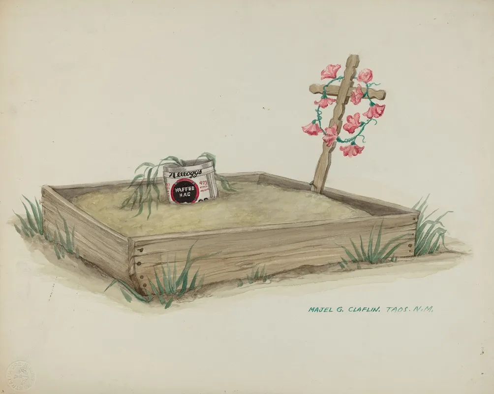 Childs Grave With Hand Made Cross Of Wood