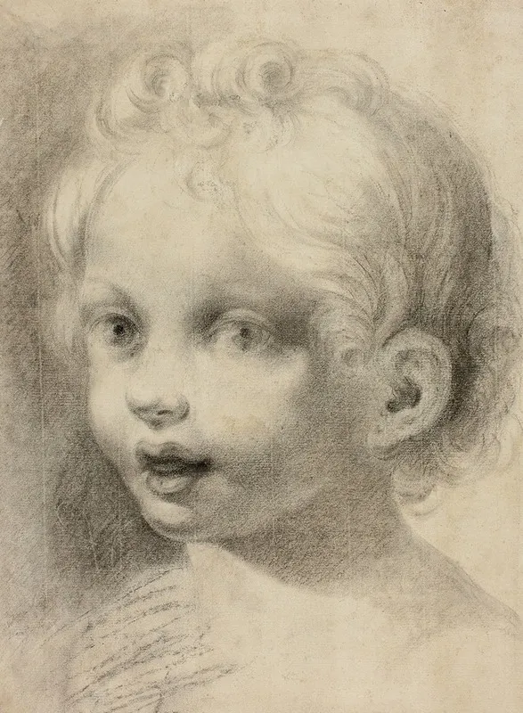 Childs Head by After Correggio - Canvas Print