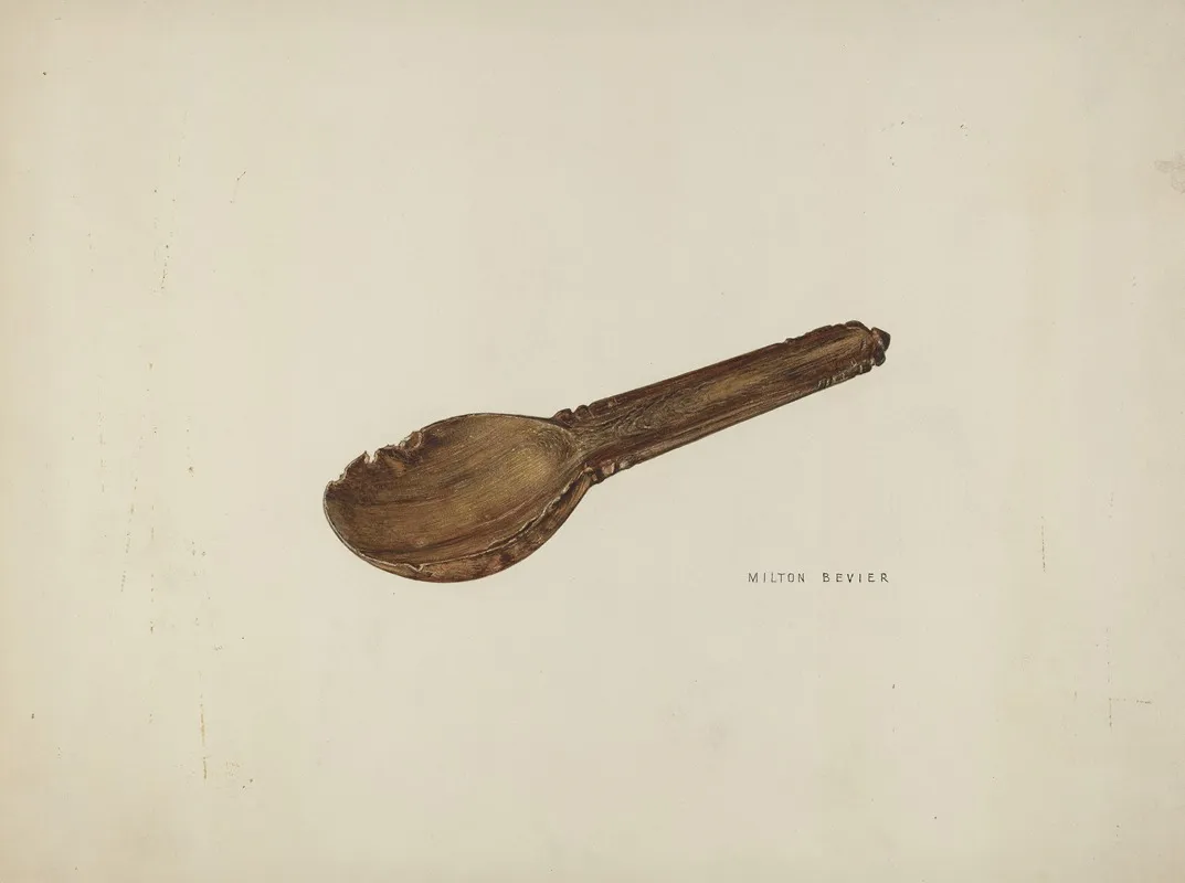 Childs Porridge Spoon by Milton Bevier - Canvas Print