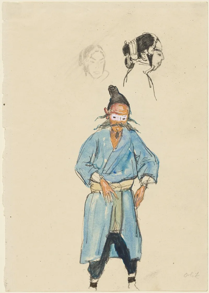 Chinese Actor And Two Sketches Of A Womans Head
