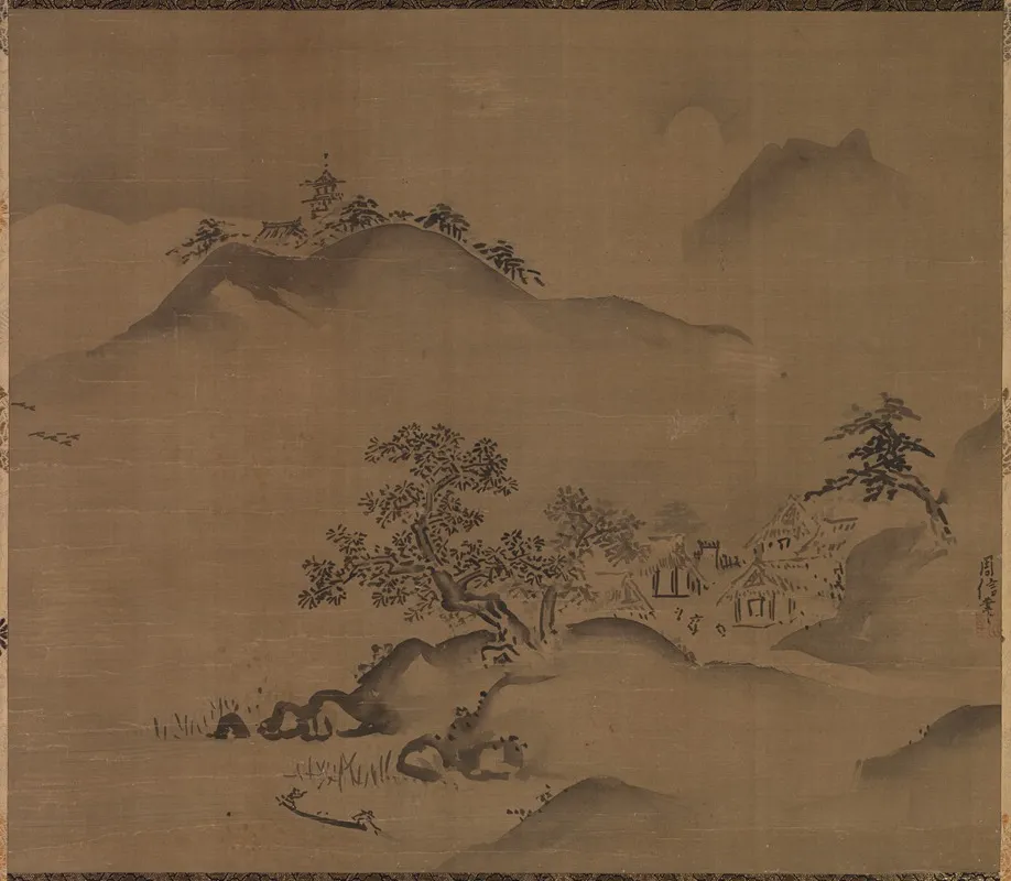 Chinese Landscape by Kano Chikanobu - Canvas Print