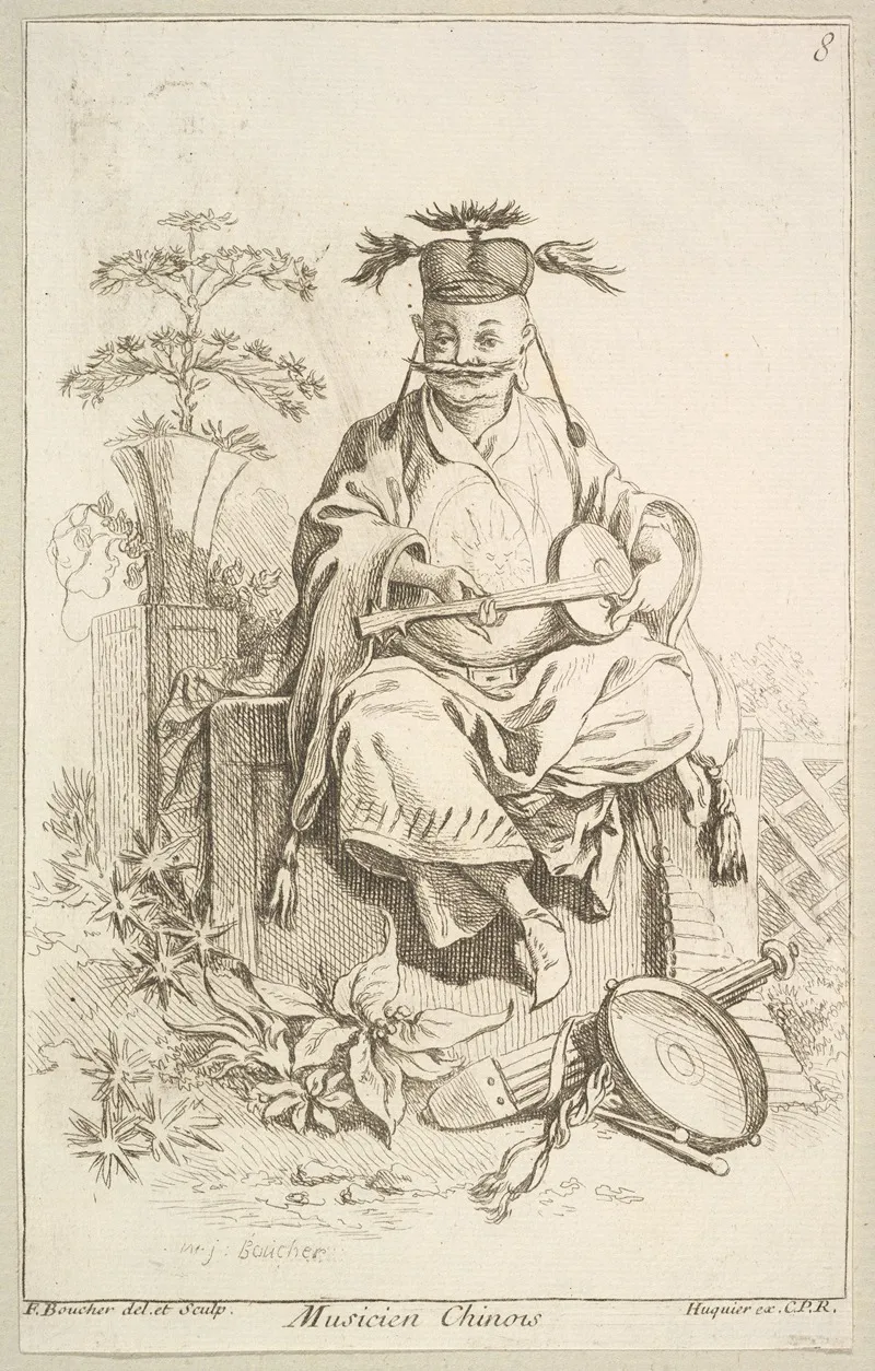 Chinese Musician by François Boucher - Canvas Print