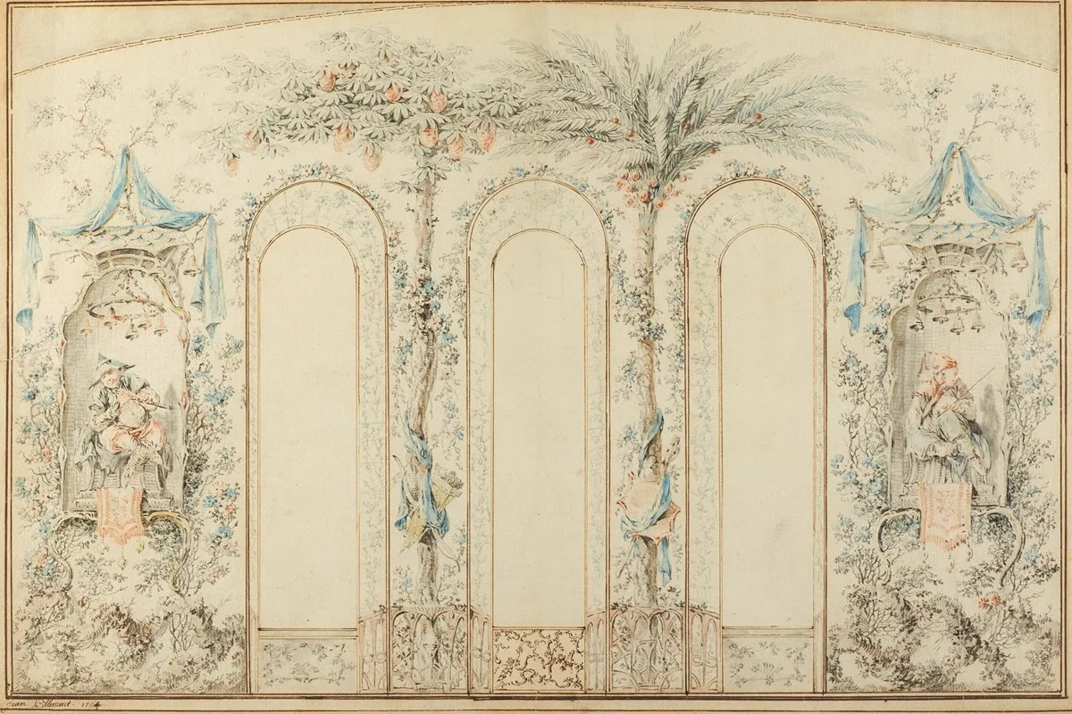 Chinoiserie Wall Design by Jean-Baptiste Pillement - Canvas Print