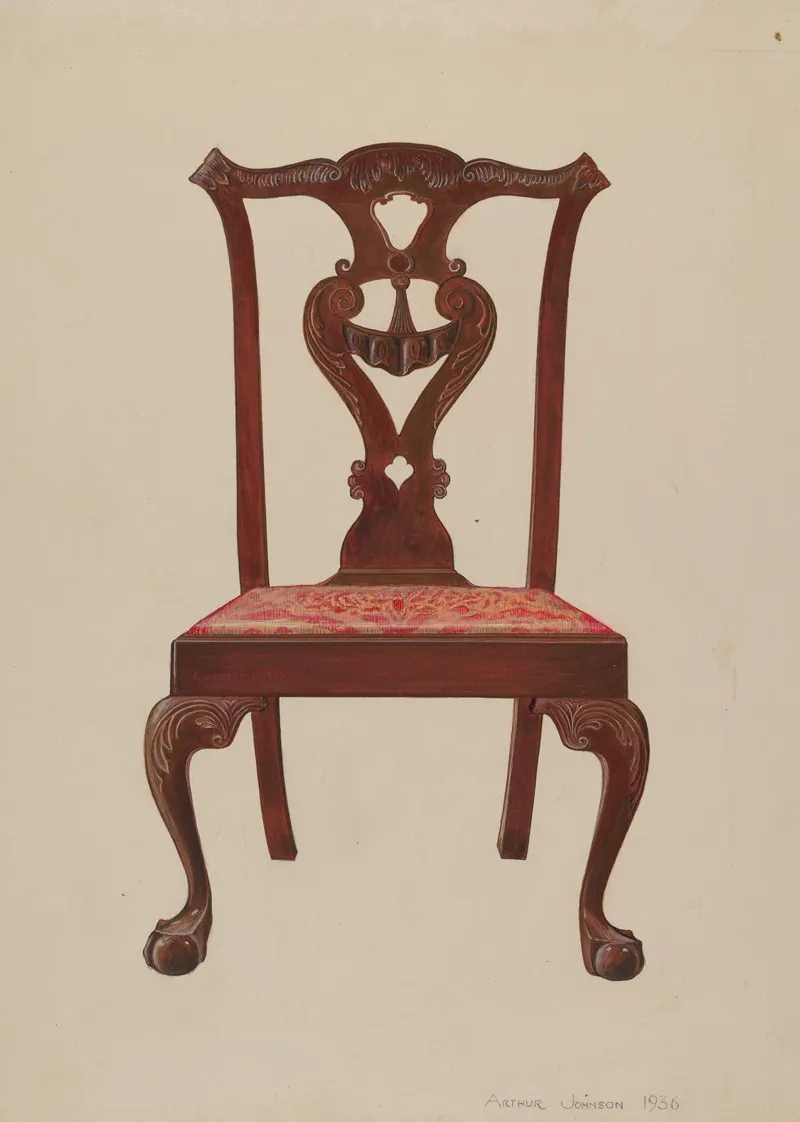 Chippendale Mahogany Side Chair by Arthur Johnson - Canvas Print