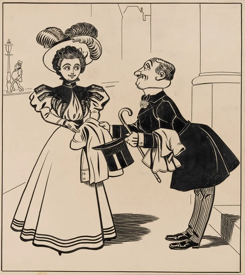 Chivalrous Man Inadvertently Swapping His Coat With A Womans Pl 5 by Franklin Morris Howarth - Canvas Print