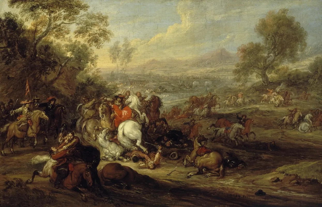 Choc De Cavalerie Ou Combat De Cavalerie 2 by Adam Frans van der Meulen - Canvas Print