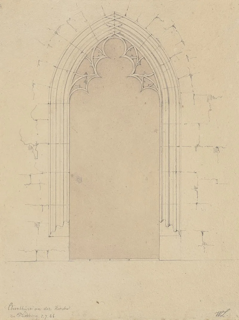 Chorportal Der Stadtkirche Unserer Lieben Frau In Friedberg by Friedrich Wilhelm Ludwig - Canvas Print