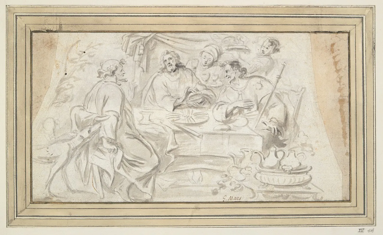 Christ And His Disciples At Emmaus by Godfried Maes - Canvas Print