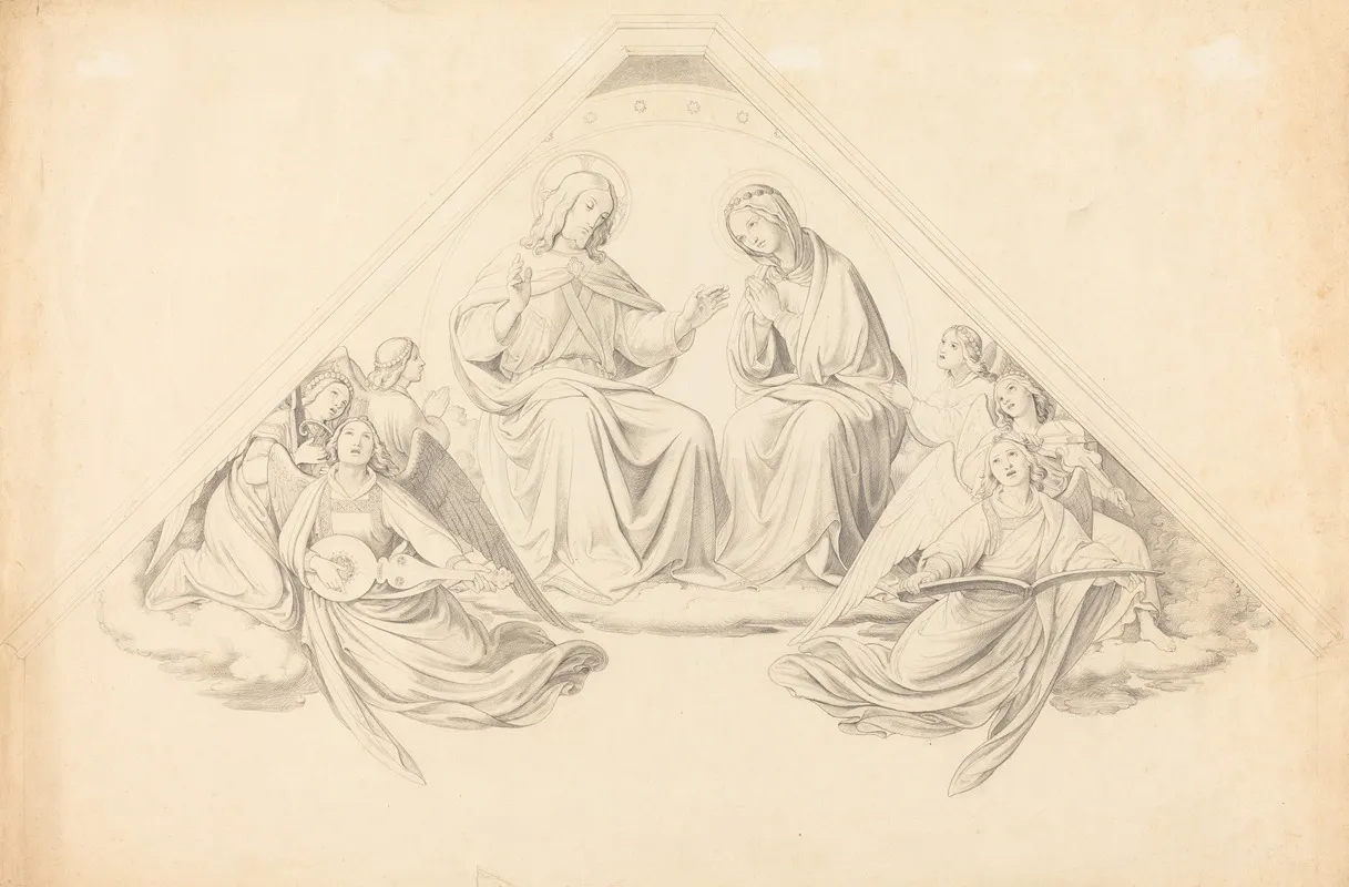 Christ And The Virgin With Music Making Angels