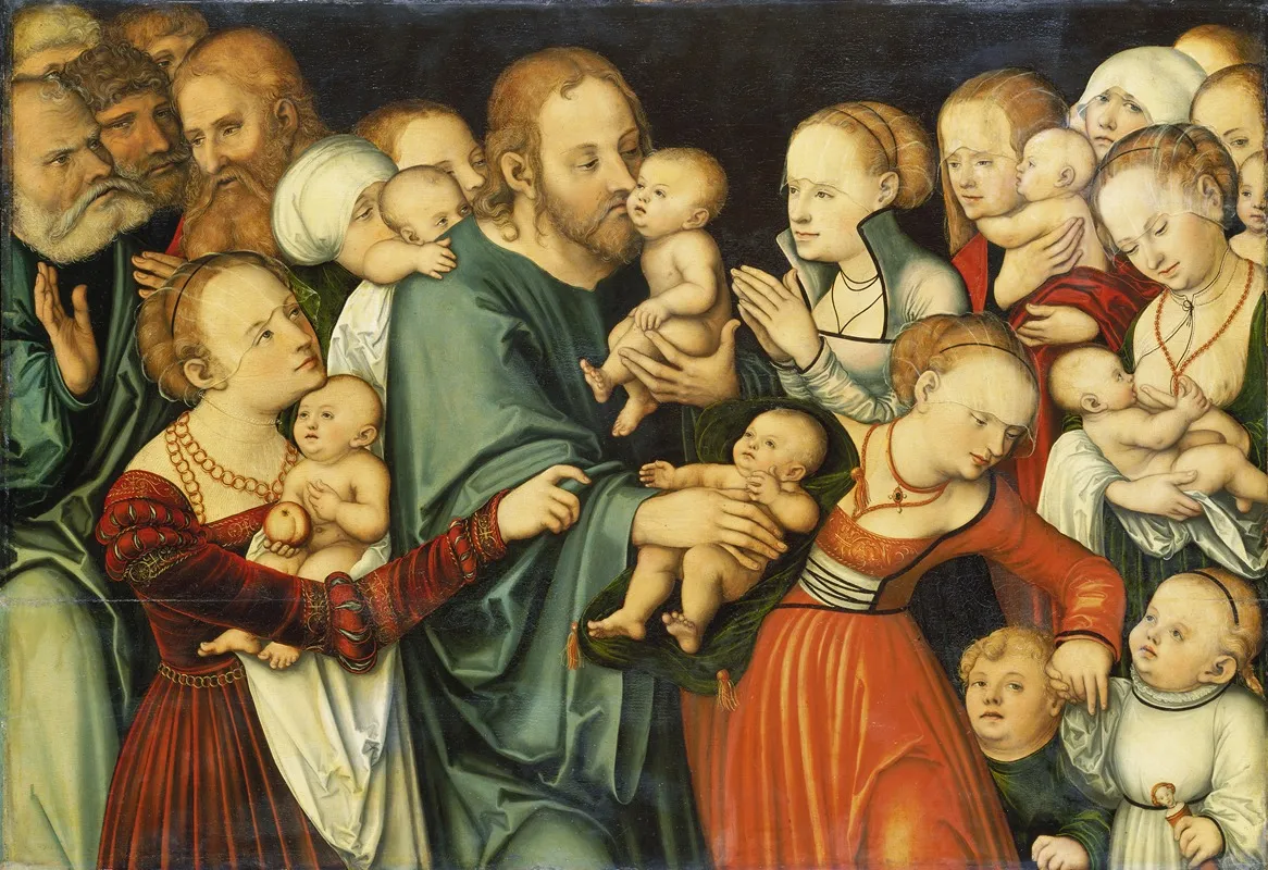 Christ Blessing The Children 7 by Lucas Cranach the Elder - Canvas Print