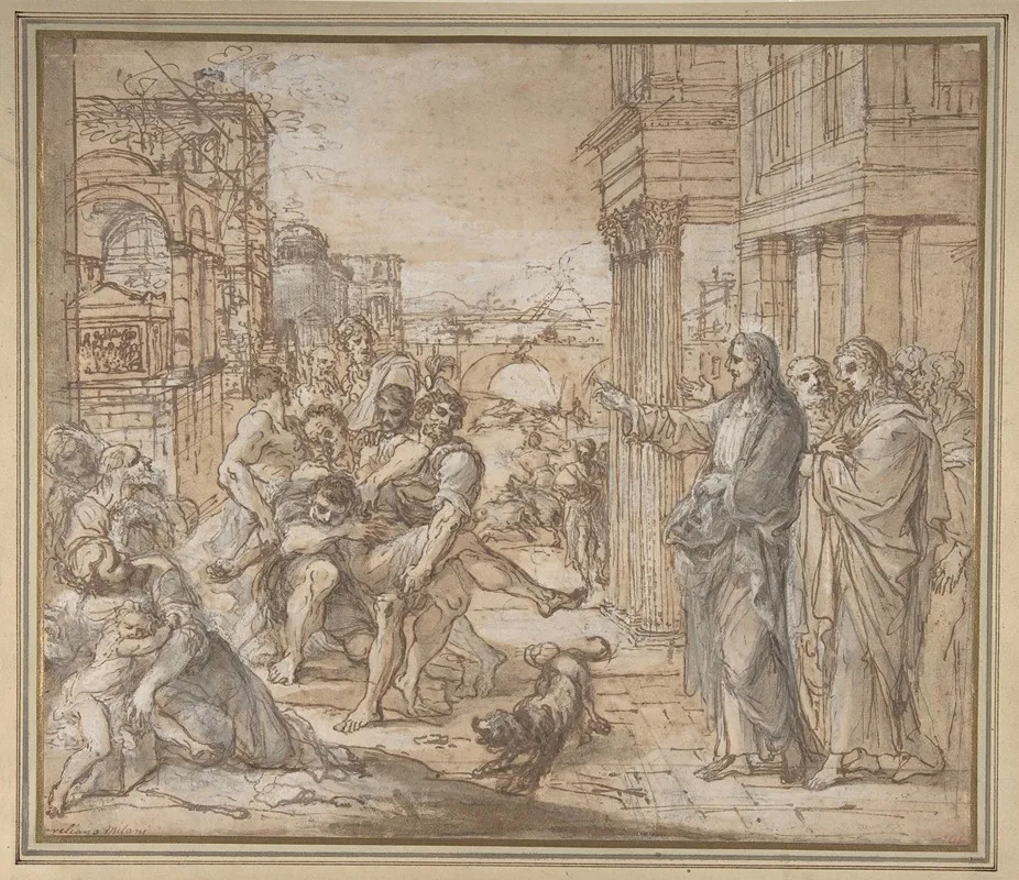 Christ Healing A Possessed Man by Aureliano Milani - Canvas Print