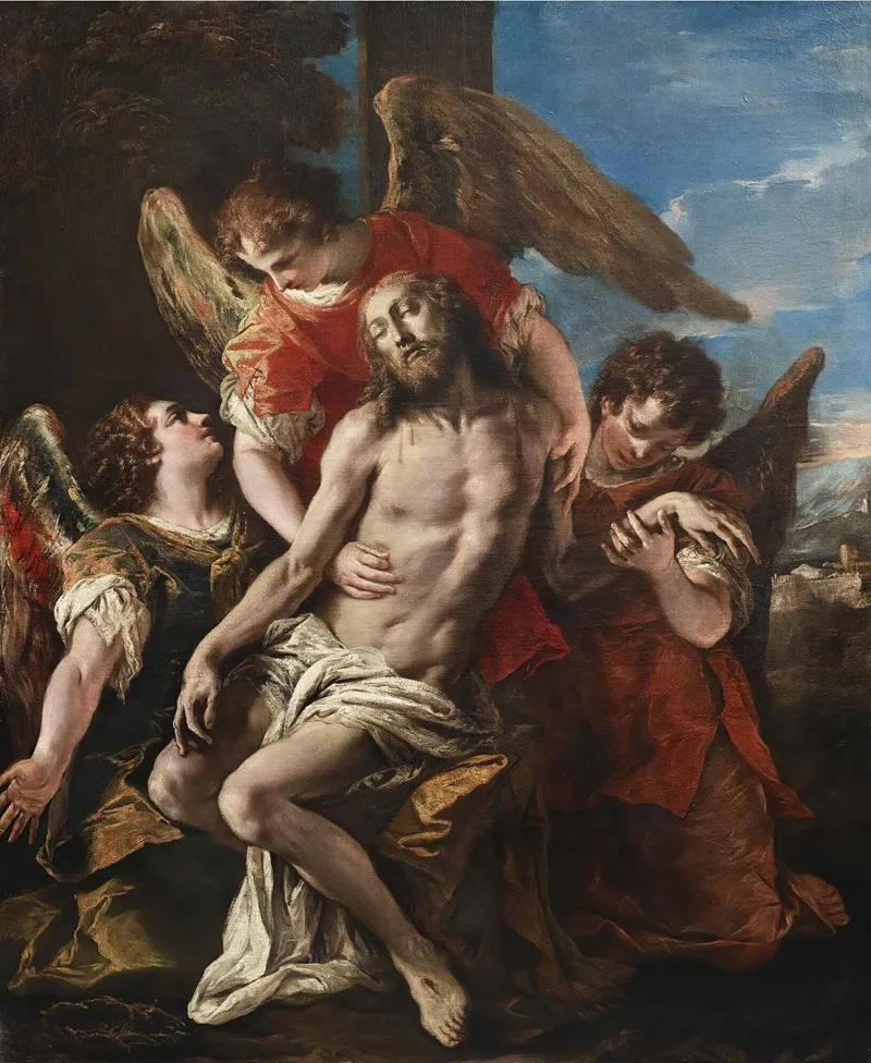 Christ Mourned By Three Angels
