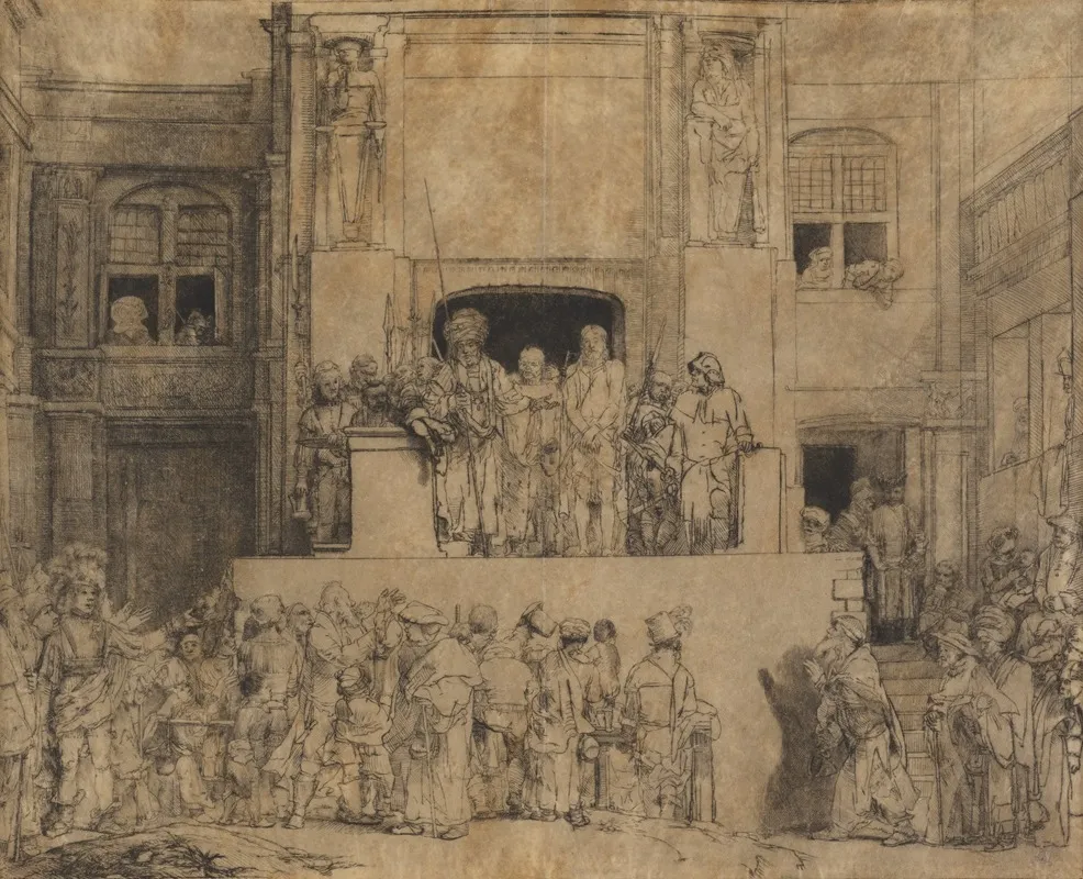 Christ Presented To The People The Oblong Plate by Rembrandt van Rijn - Canvas Print