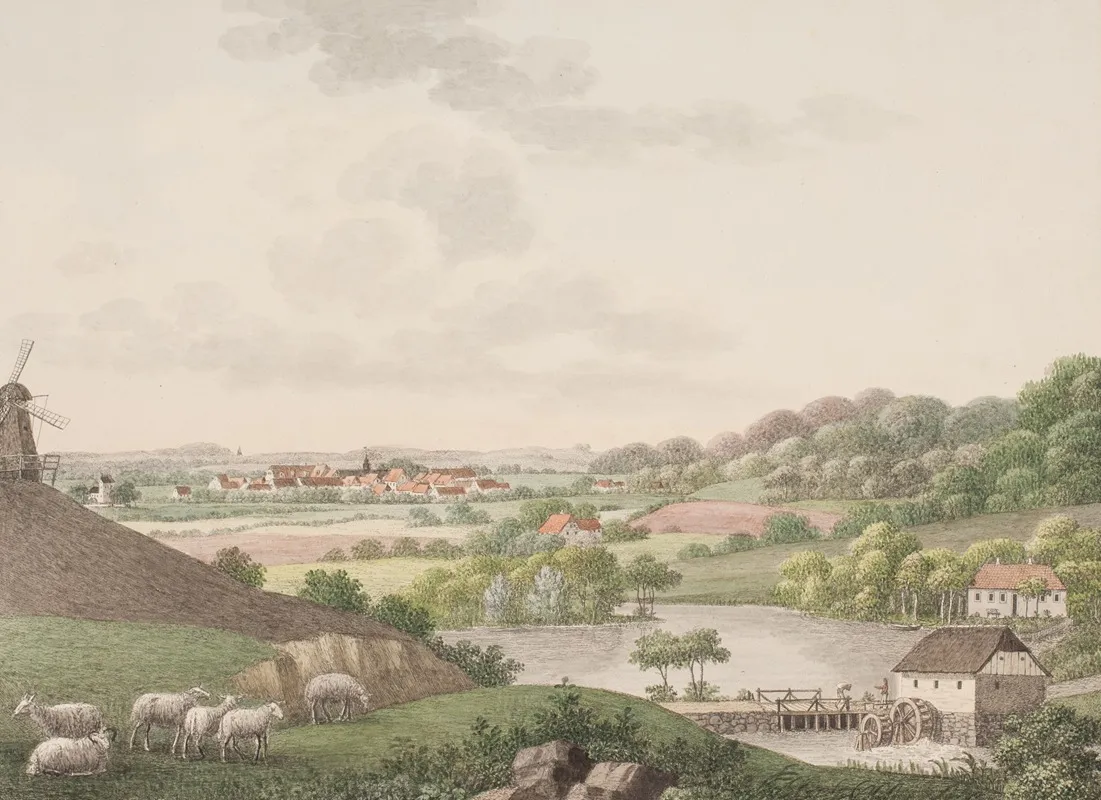 Christiansfeld Fra Den Ostlige Side by Søren L. Lange - Canvas Print