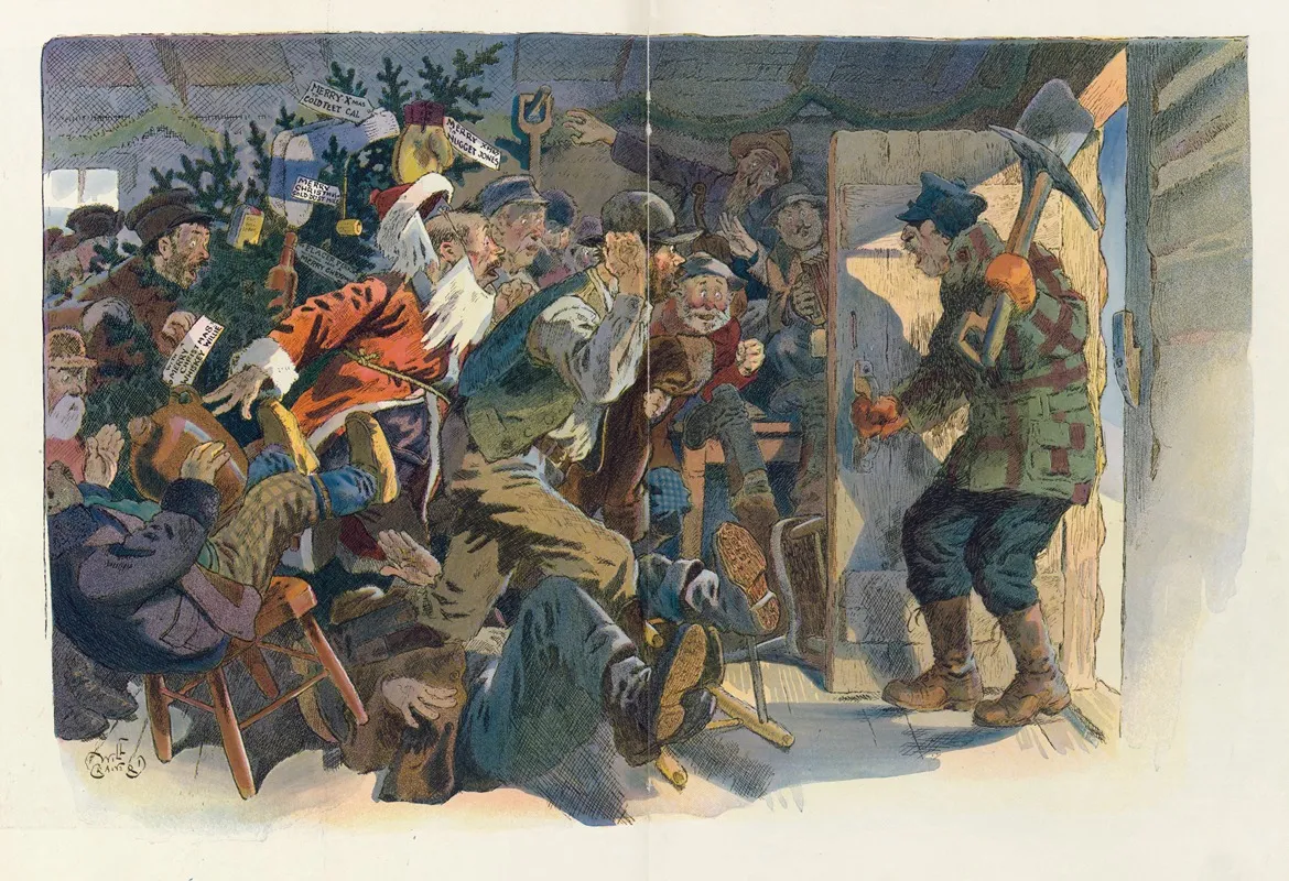 Christmas In A Mining Camp by Will Crawford - Canvas Print