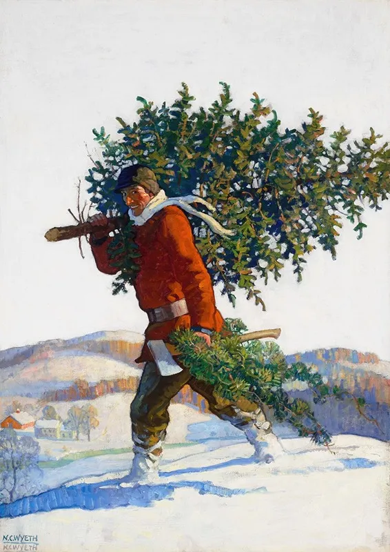 Christmas Tree Chadds Ford by Newell Convers Wyeth - Canvas Print