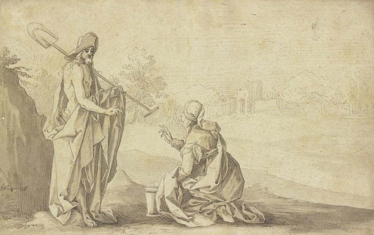 Christus Als Gartner Erscheint Der Magdalena by Hans Friedrich Schorer - Canvas Print