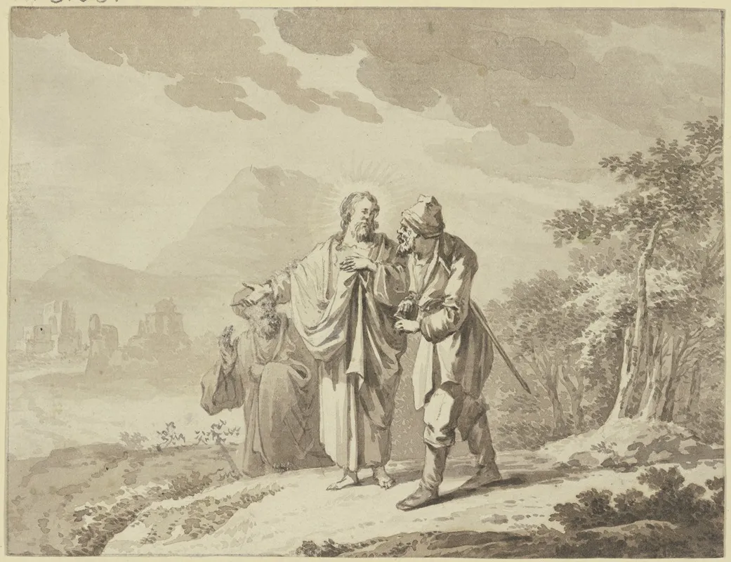 Christus Und Die Junger Auf Dem Wege Nach Emmaus by Jan Punt - Canvas Print