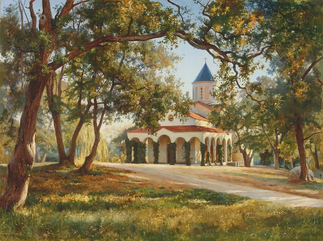 Church Of The Intercession Of Our Lady Oreanda Crimea by Iosif Evstafevich Krachkovsky - Canvas Print