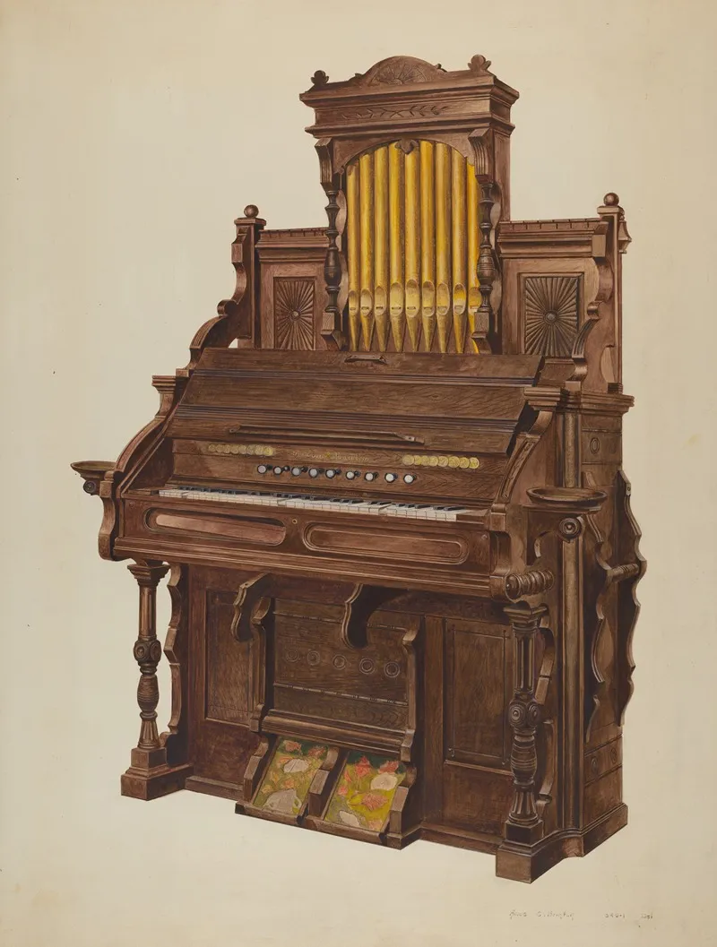 Church Organ by Amos C. Brinton - Canvas Print